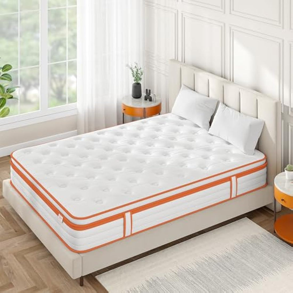 TeQsli 3FT Single Hybrid Mattress | 10 Inch Gel Memory Foam & Pocket Sprung