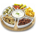 Jolof Store Rotating Lazy Susan Dip Set | 6 Ceramic Serving Dishes