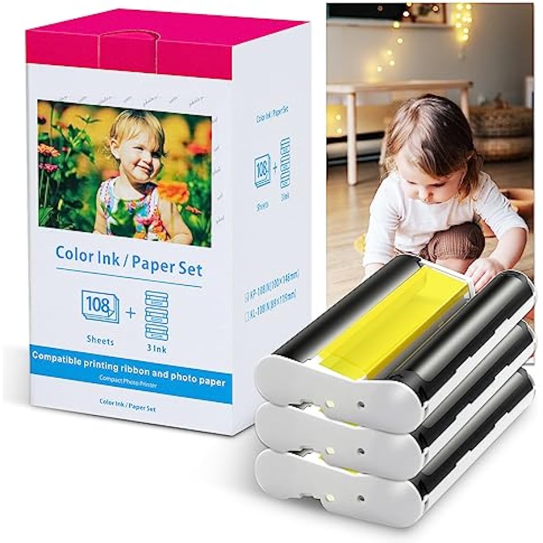 Jolof Store KP-108IN Ink and Paper Set for Canon Selphy CP1300 | 108 Sheets