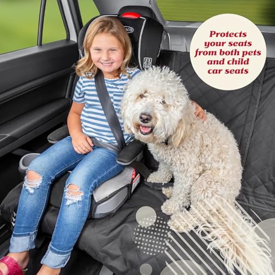 Lusso Gear Dog Car Seat Cover – Waterproof Non-Slip Back Seat Protector