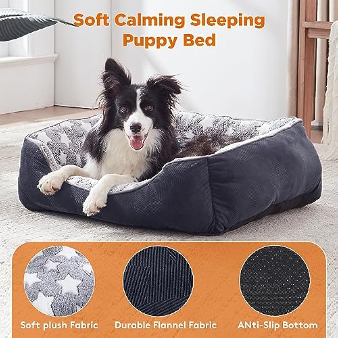 Jolof Store Extra Large Dog Bed – Washable Plush Grey Pet Cushion