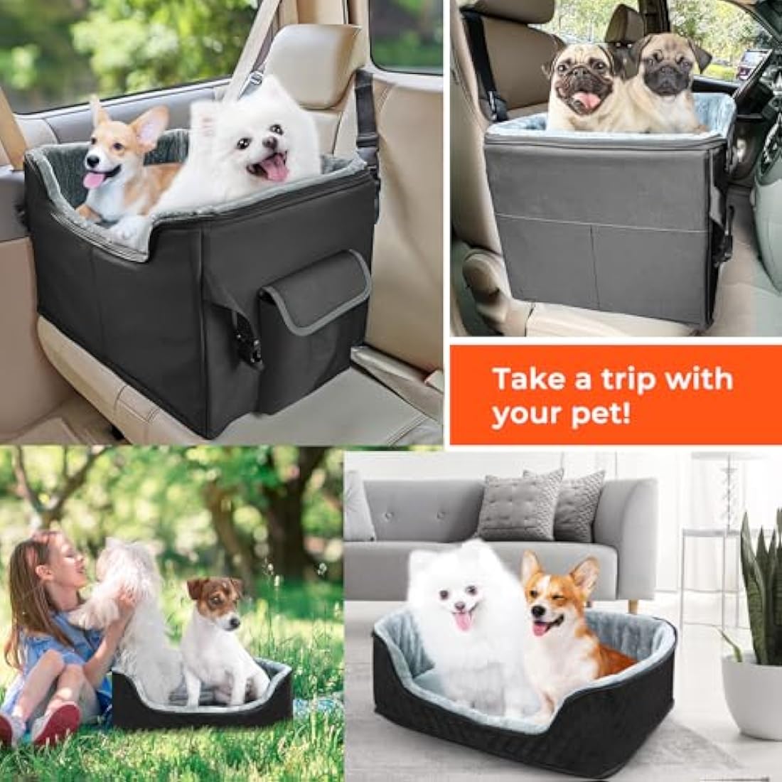 Babenest Dog Booster Car Seat – Elevated Pet Travel Bed for Small Dogs