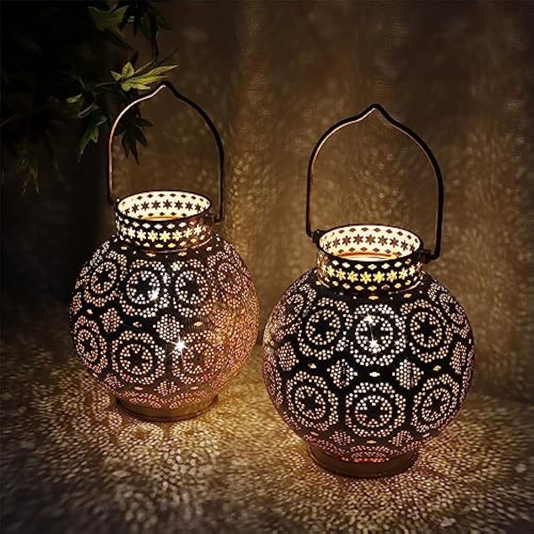 TRIROCKS Moroccan Metal Table Lamp Set – Battery Powered Cordless Lanterns