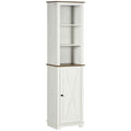 kleankin Tall Bathroom Floor Cabinet | Slim Free Standing Storage - White