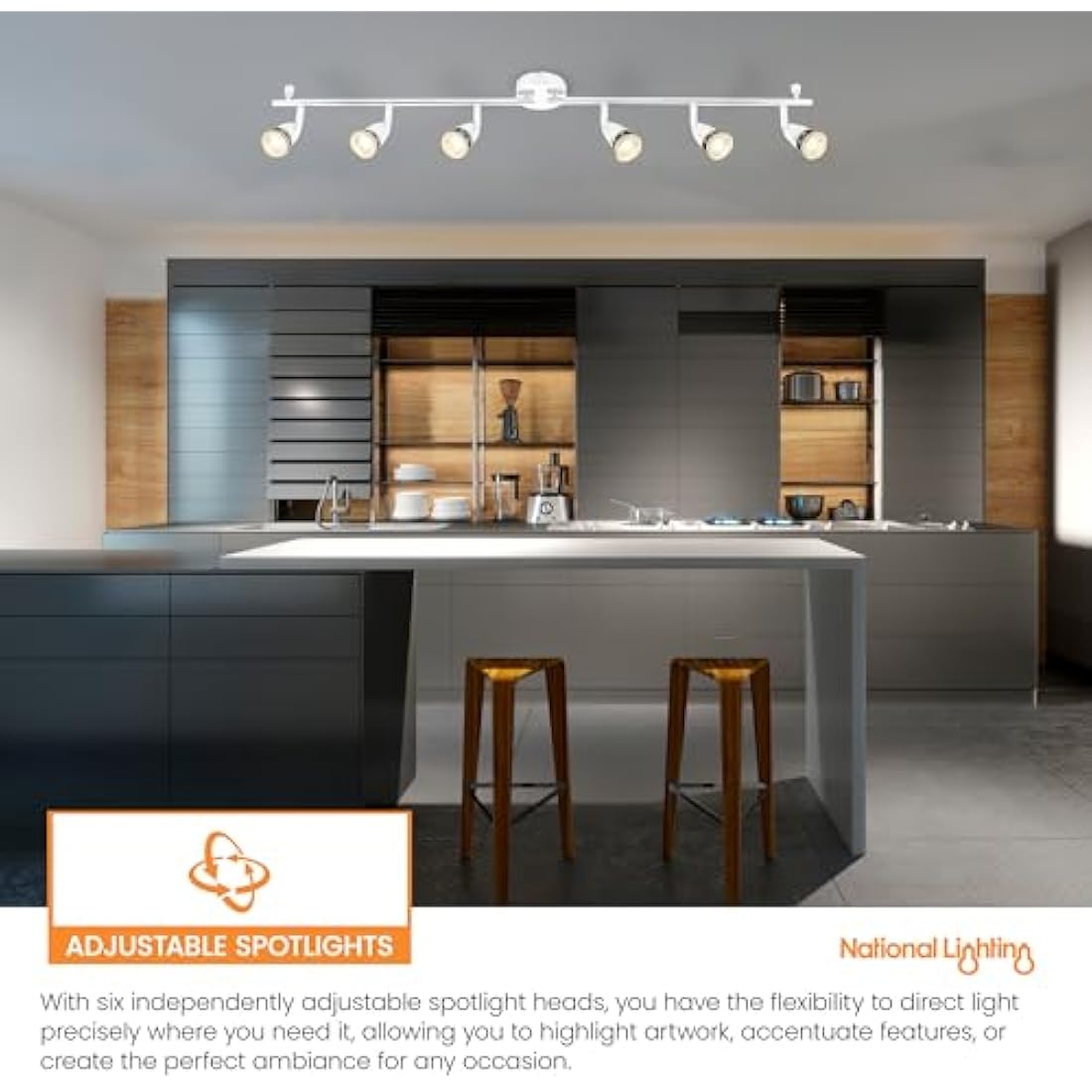 Saxby Amalfi 6-Way Adjustable Ceiling Spotlight Bar | Gloss White