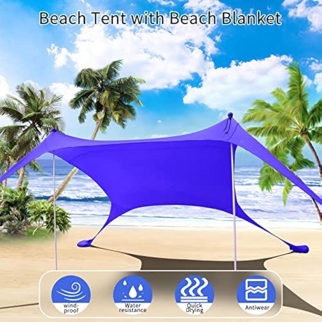 CUUPO 7x7ft Beach Tent Sun Shelter – UPF 50+ Lycra Canopy with Blanket