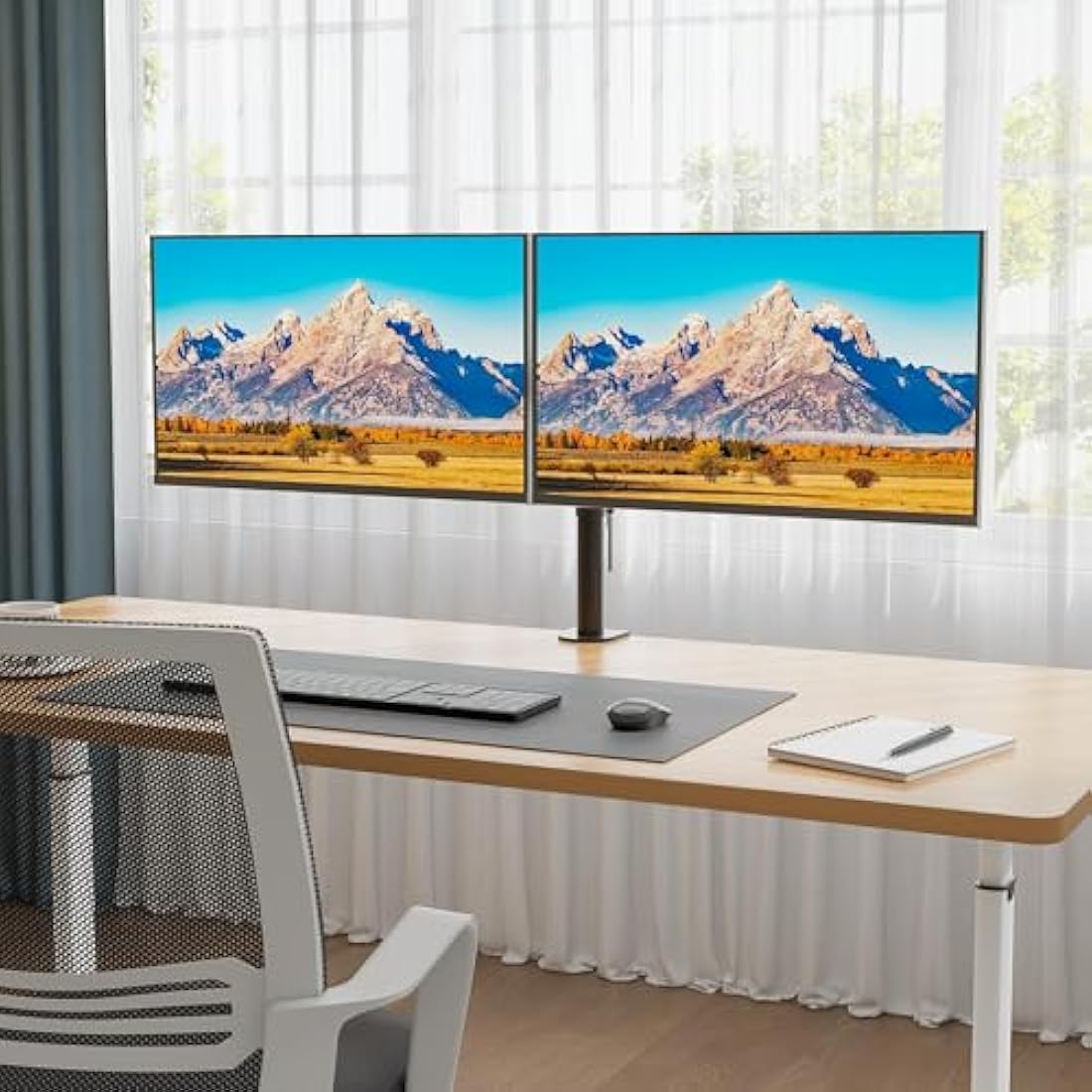 BONTEC Dual Monitor Stand – Adjustable Desk Mount for 13-27 Inch Screens