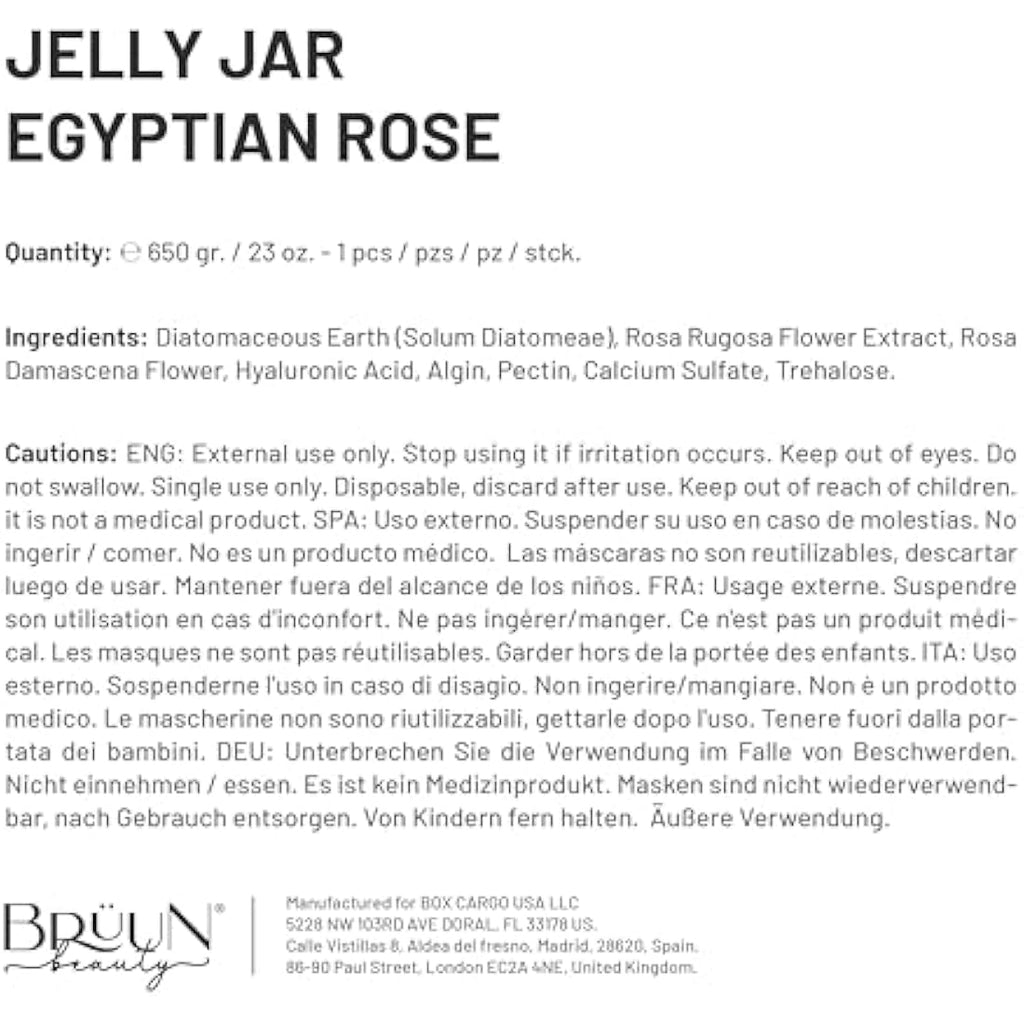 BRÜUN Egyptian Rose Jelly Mask – Peel-Off Rubber Face Mask Powder, 23oz