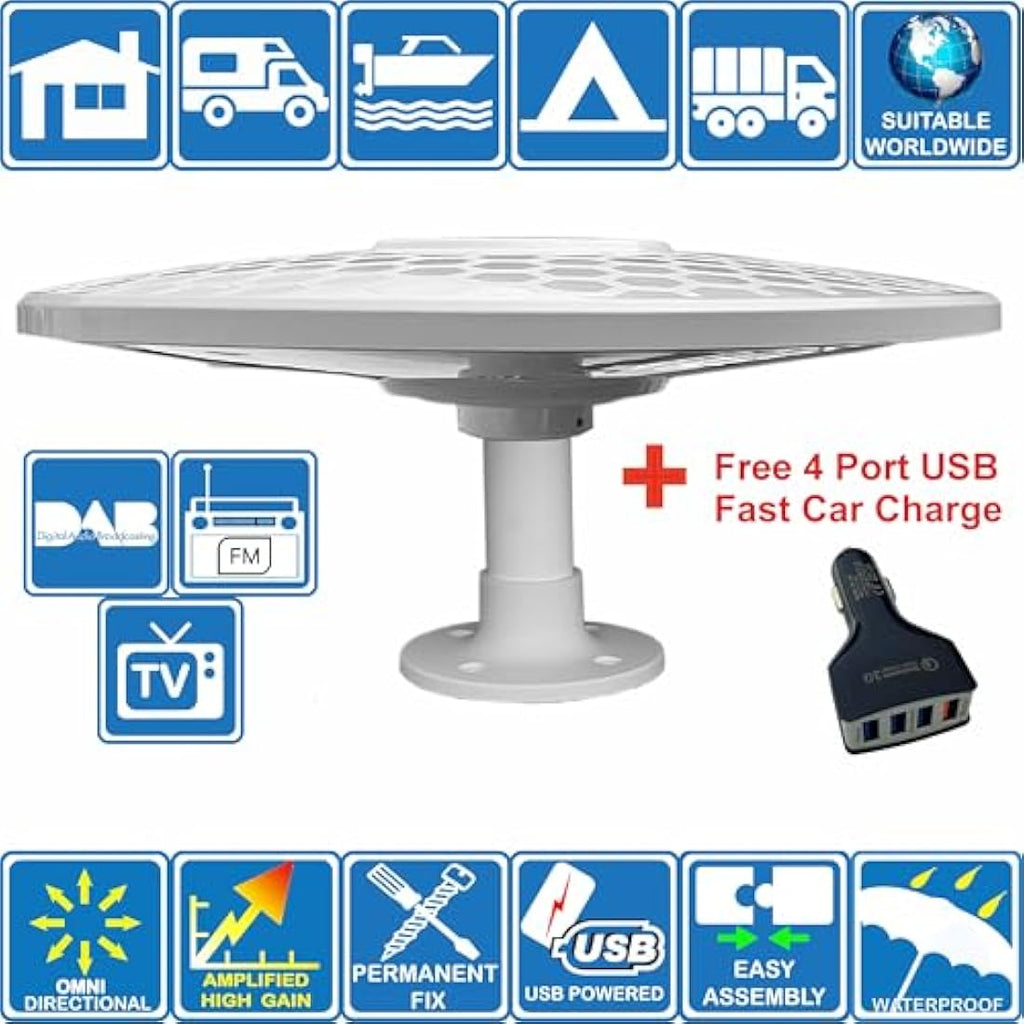 Unispectra HELIO Omnidirectional Digital TV Aerial - 33dB High Gain 12V/24V