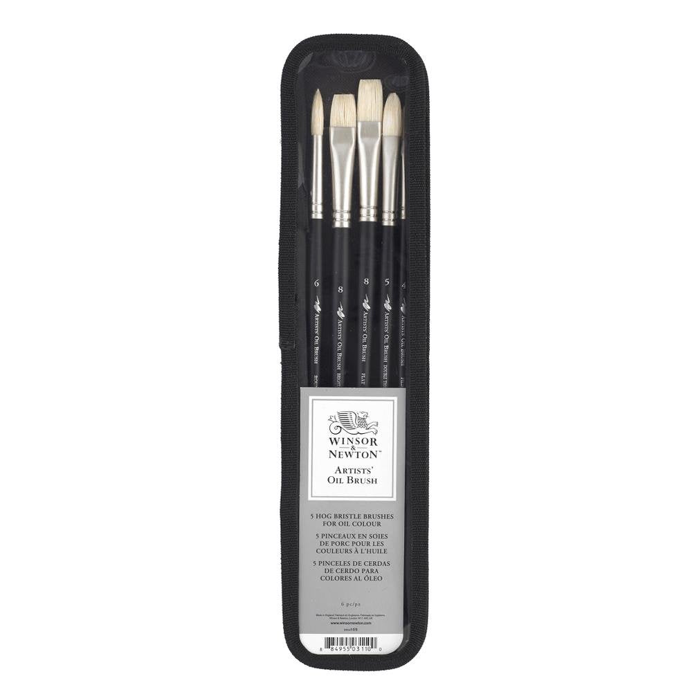 Winsor & Newton Artists' Hog Oil Brush Set - Large Black, 5 Pack