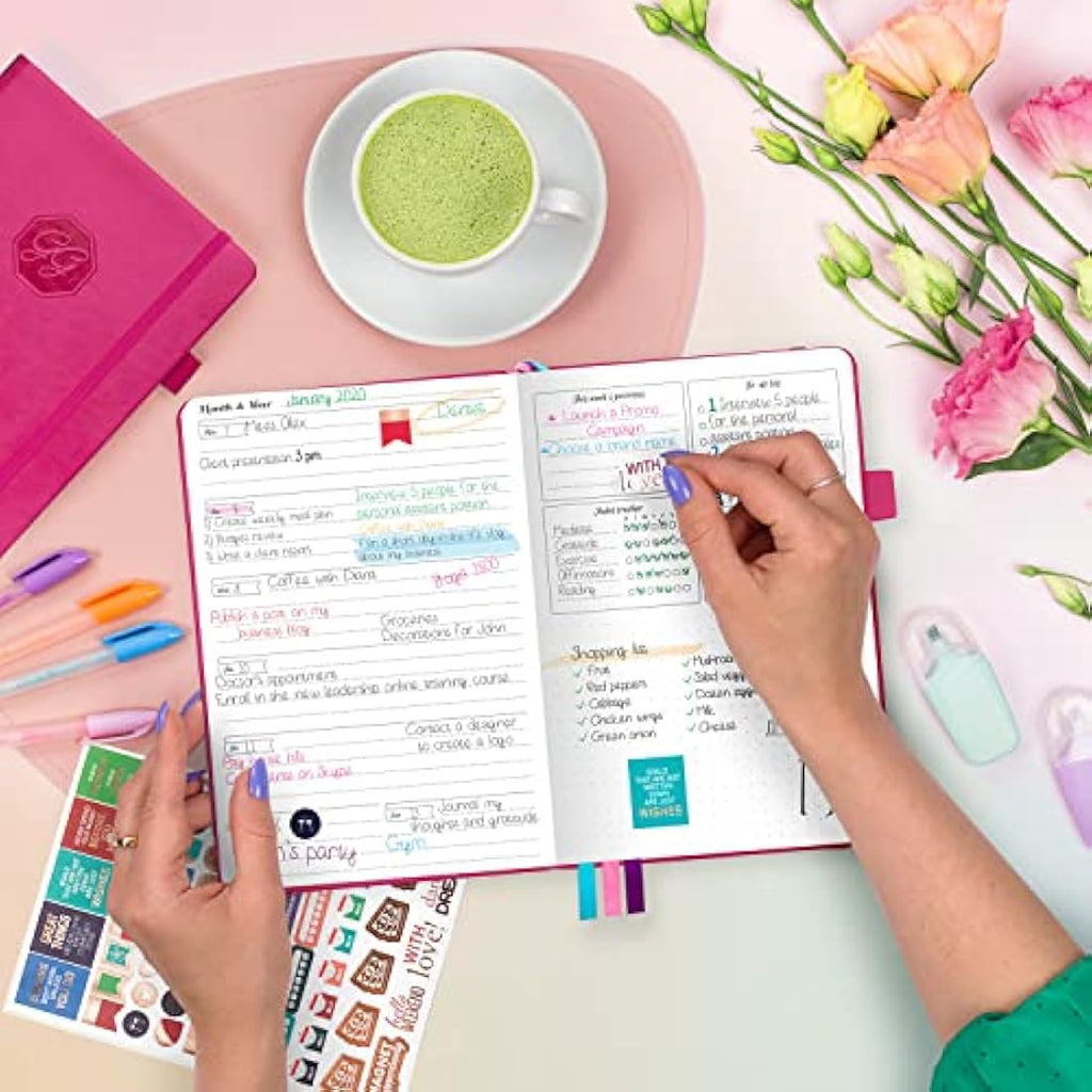 GoGirl Undated Weekly Planner – Compact Goal Journal & Organizer, Hot Pink