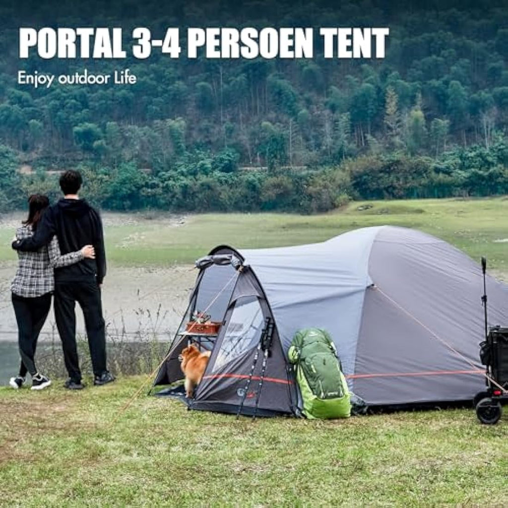 Portal 3-4 Person Waterproof Dome Tent with Porch and Mesh Door