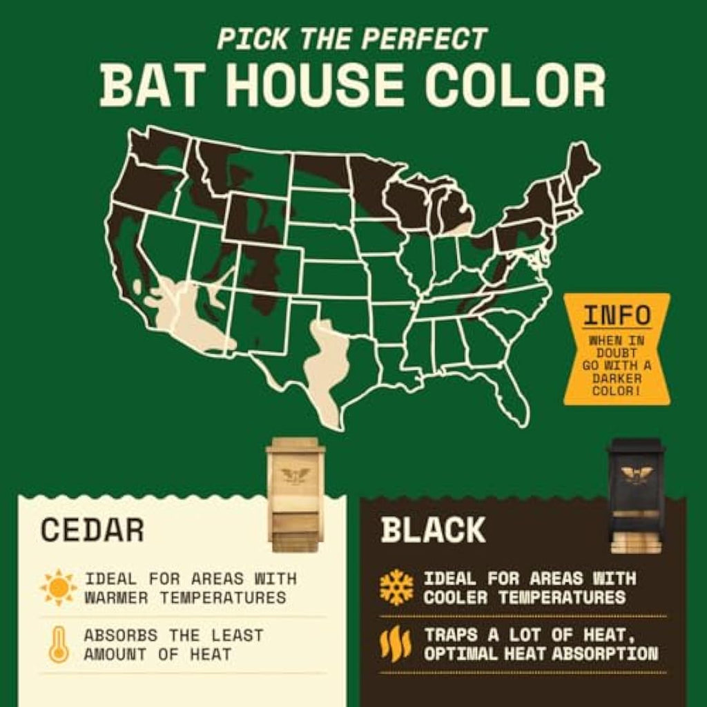 WildYard Cedar Bat House - Single Chamber Outdoor Bat Box for 30 Bats