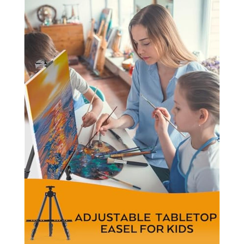 Nicpro 2-Pack Adjustable Aluminum Artist Easel Stand for Floor & Tabletop