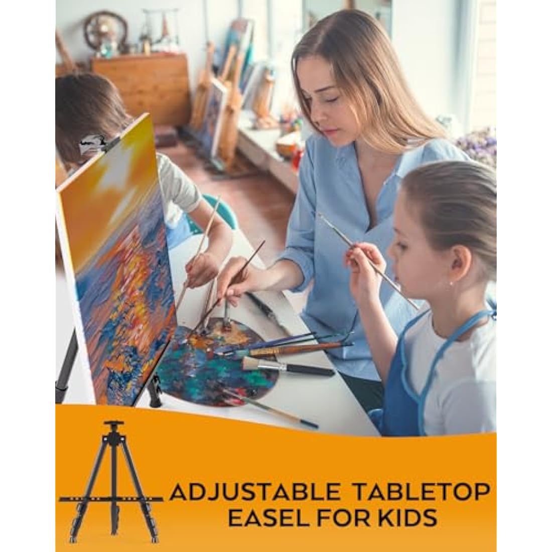 Nicpro 2-Pack Adjustable Aluminum Artist Easel Stand for Floor & Tabletop