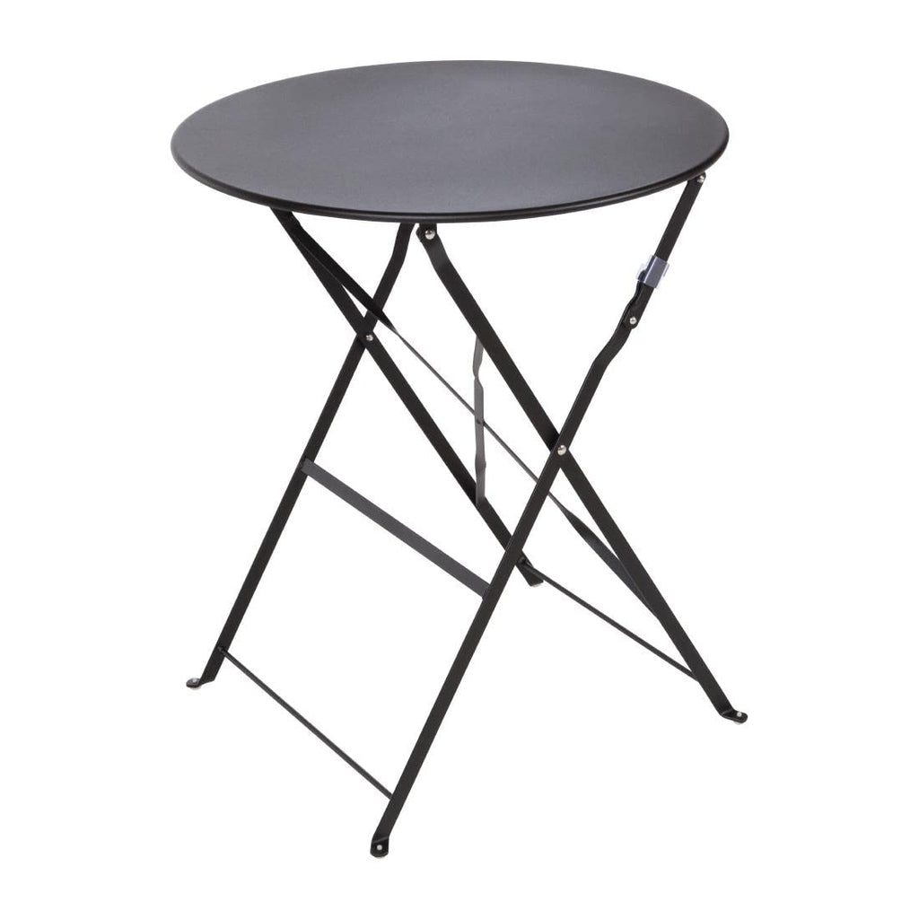 Bolero Black Steel Pavement Table – 710x595mm Outdoor Commercial Use