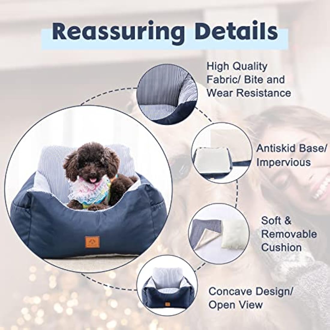 Jolof Store 2-in-1 Dog Car Seat | Washable Pet Booster Seat with Harness