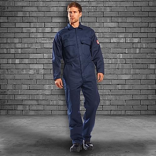 Portwest Bizweld Flame Resistant Men's Work Coverall - Navy - Medium