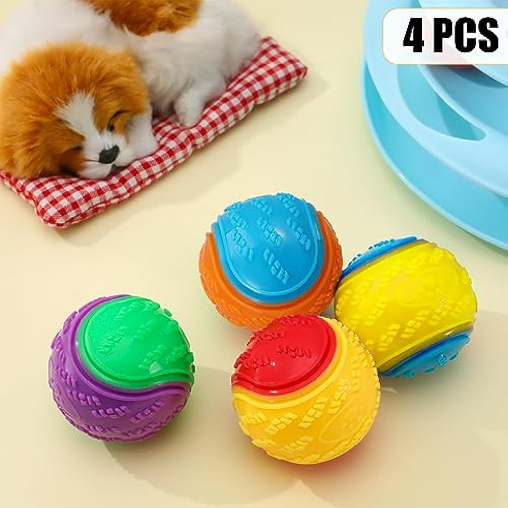 Jolof Store Squeaky Dog Ball 4-Pack – Durable Interactive Pet Toy