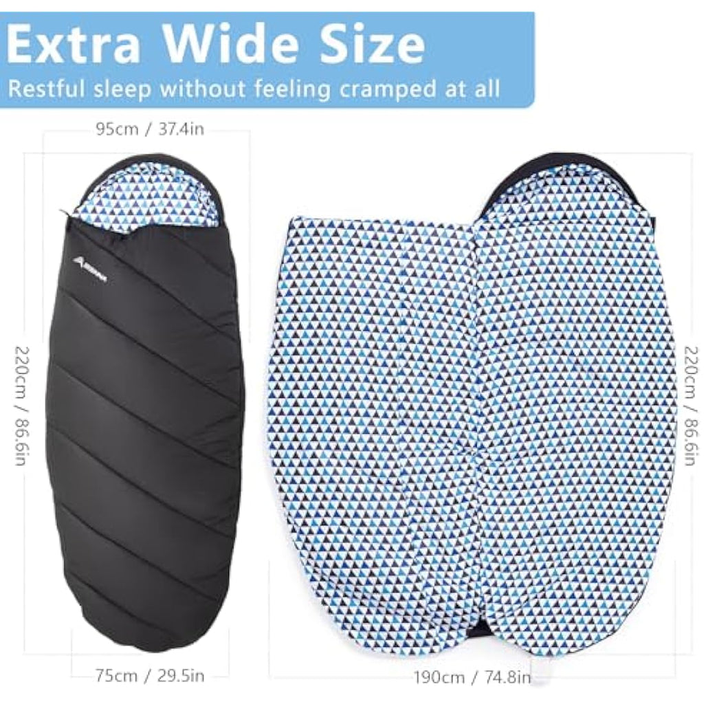 BISINNA XL Wide Sleeping Bag | 4-Season Cotton Flannel Camping Gear