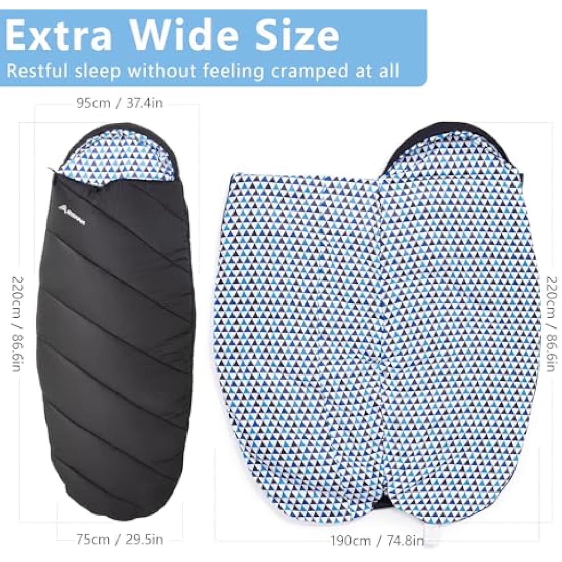 BISINNA XL Wide Sleeping Bag | 4-Season Cotton Flannel Camping Gear