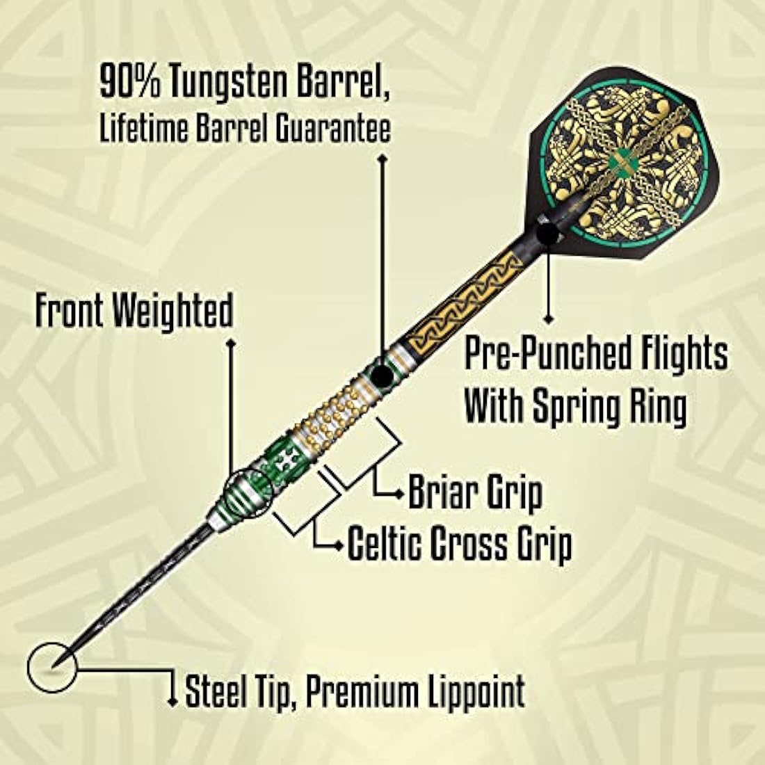 Shot! Celt Cernunnos 90% Tungsten Steel Tip Dart Set - Professional Darts