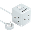 Jolof Store Cube Extension Lead – 3 Way Power Tower with 4 USB C Slots