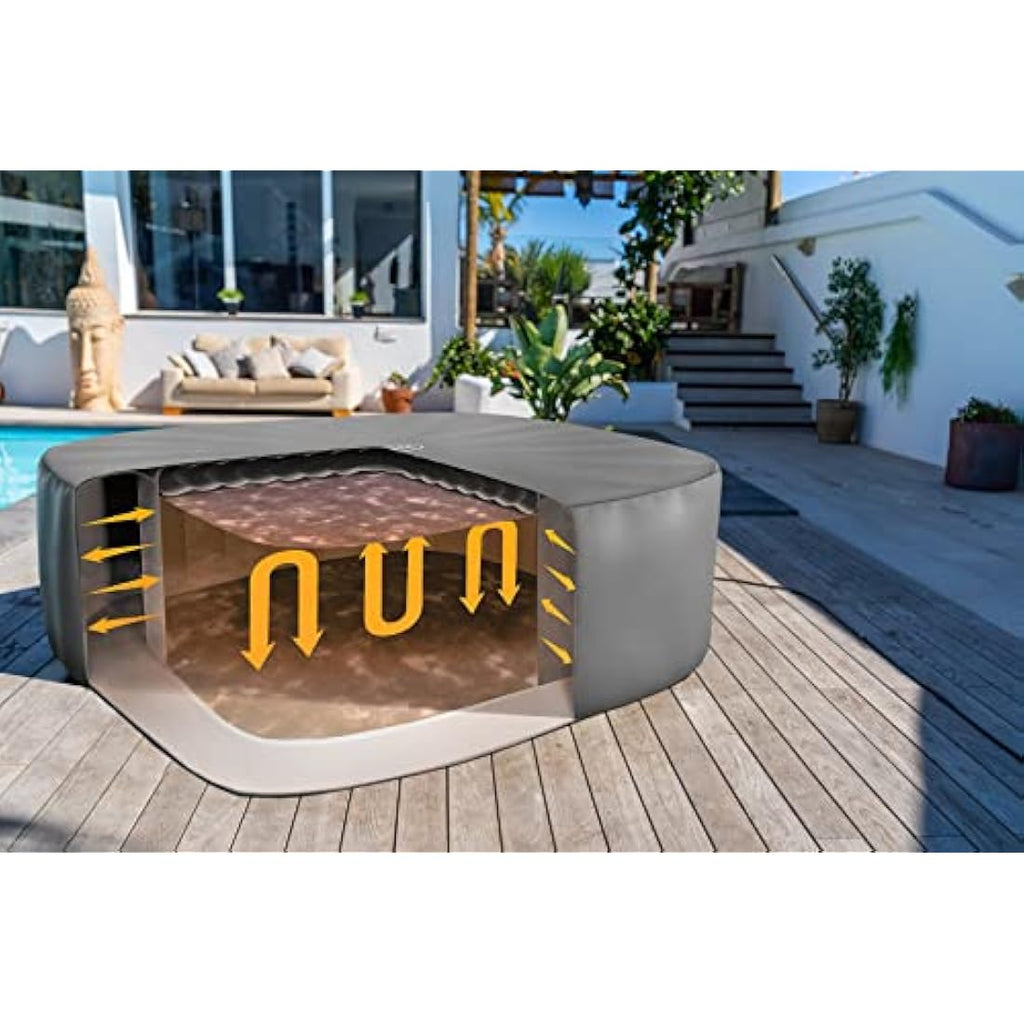 Lay-Z-Spa Square Thermal Hot Tub Cover – 180cm Energy Efficient Grey