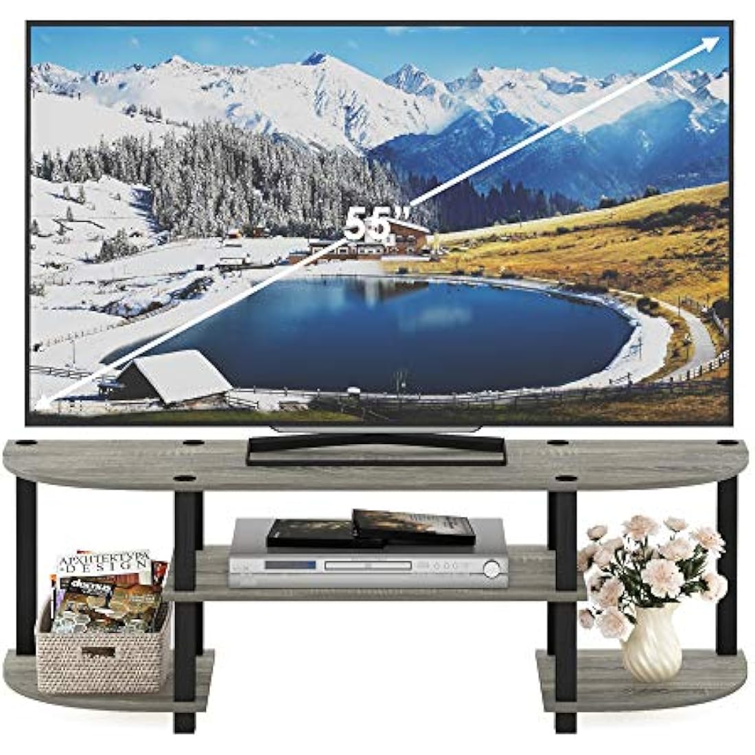 Furinno Wide TV Stand - Modern Entertainment Center for 55 Inch TV