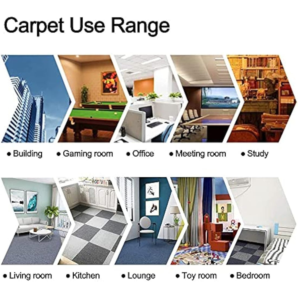 Heavy Duty Carpet Tiles – 12 Pack Mixed Colours (40x40cm)