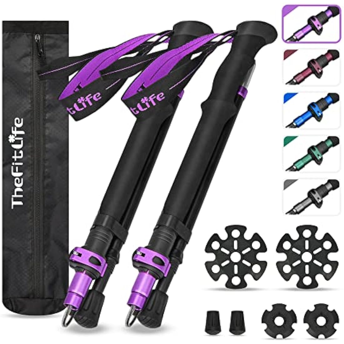 TheFitLife Collapsible Trekking Poles – Lightweight 7075 Aluminum Hiking Sticks