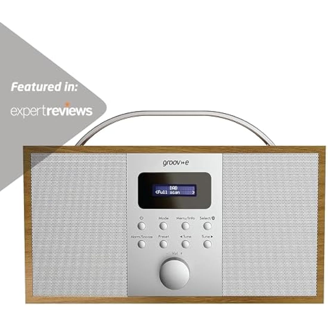 Groov-e Boston DAB & FM Digital Radio | Bluetooth & Alarm Clock - Wood