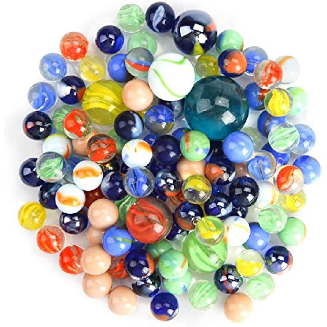 HAKACC 66 PCS Glass Marbles – Assorted Colors & Sizes for Games & Decor