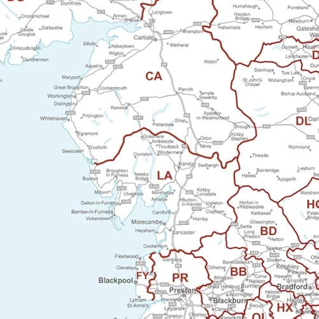 UK Postcode Area Wall Map |  Medium Laminated Map (AR4)