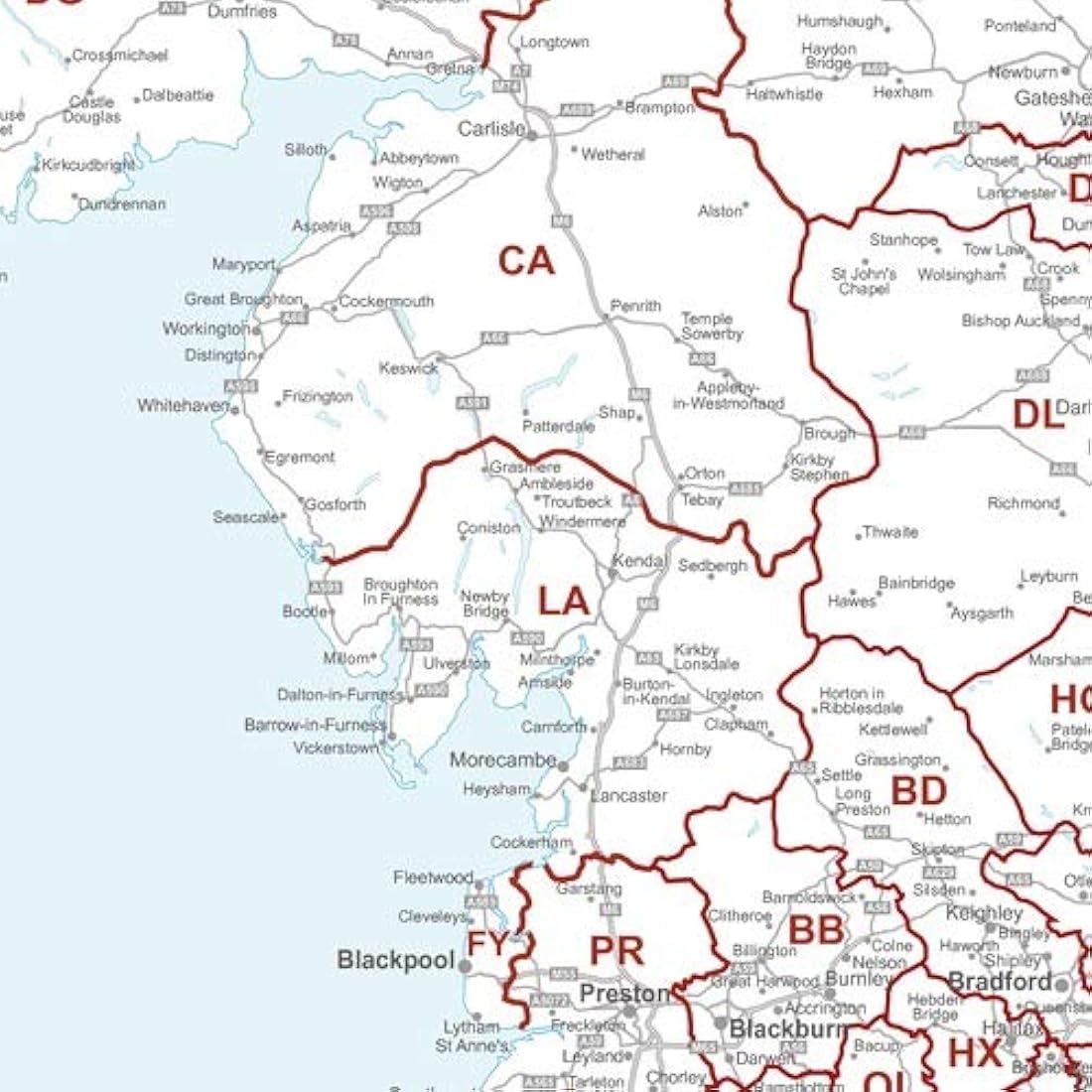 UK Postcode Area Wall Map |  Medium Laminated Map (AR4)