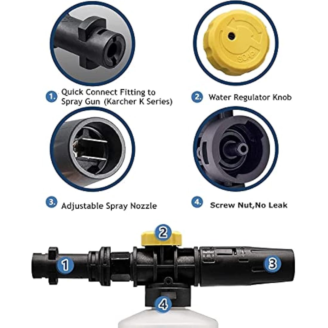 Jolof Store Snow Foam Lance for Karcher K2-K7 | 750ML Adjustable Cannon