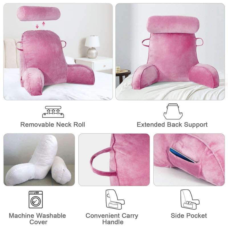 Mingfuxin Reading Pillow | Velvet Bed Backrest with Neck and Arm Support