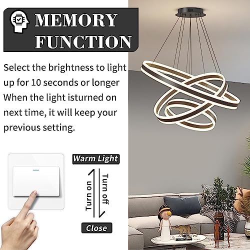 Mikeru 3-Ring LED Pendant Light | Dimmable Modern Chandelier with Remote