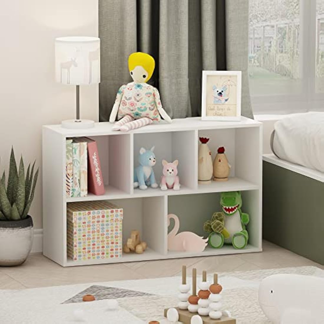 Furinno Luder 5-Cube Open Storage Shelf – White Composite Wood Unit