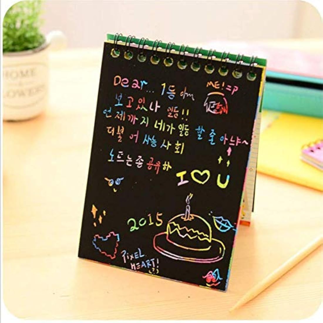 Jolof Store Rainbow Scratch Paper Art Notebooks - 24 Pack with Stencils