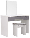 GFW Elizabeth White Dressing Table Set | Modern Vanity with Mirror & Stool