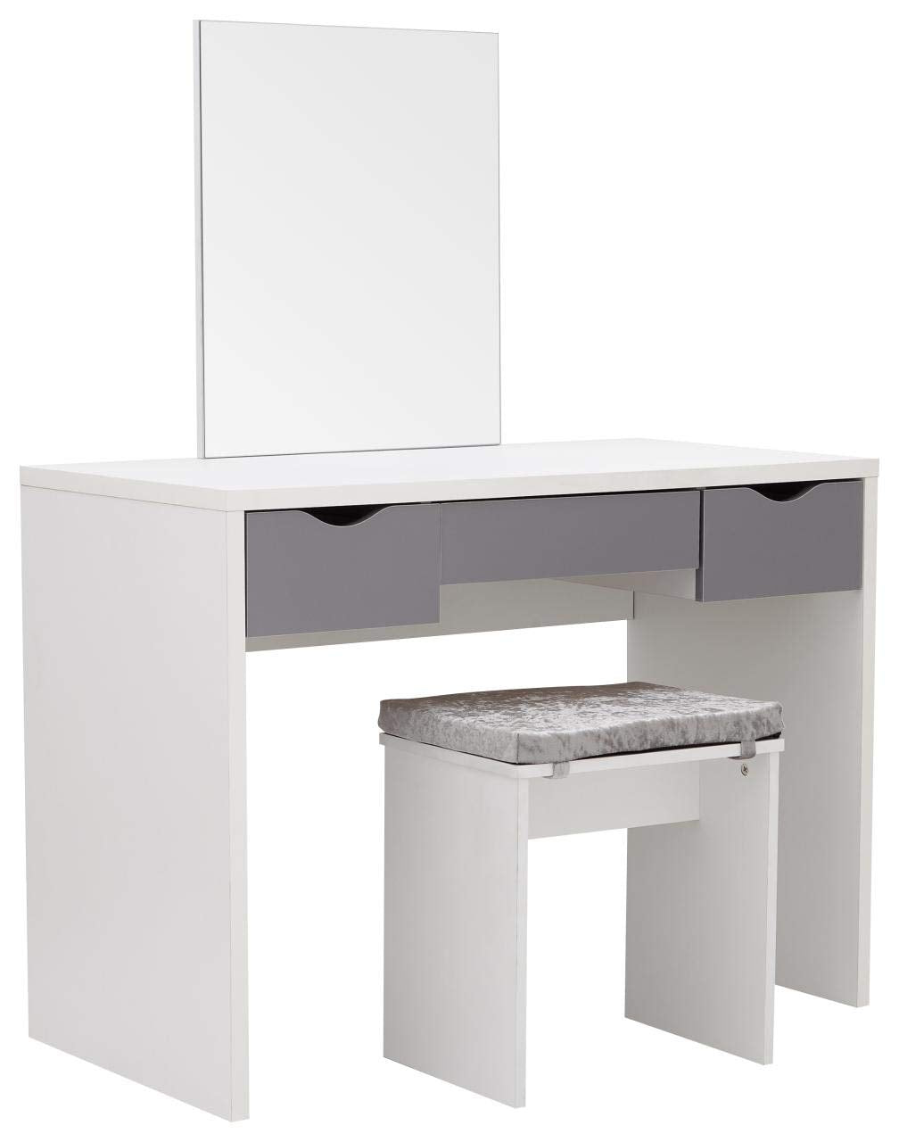 GFW Elizabeth White Dressing Table Set | Modern Vanity with Mirror & Stool