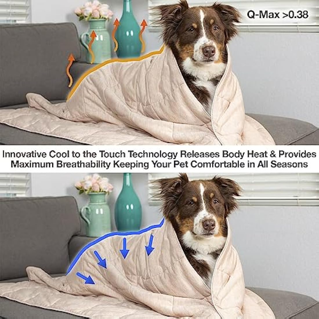 PetFusion Premium Pet Cooling Blanket | Washable & Lightweight – Brown, Large