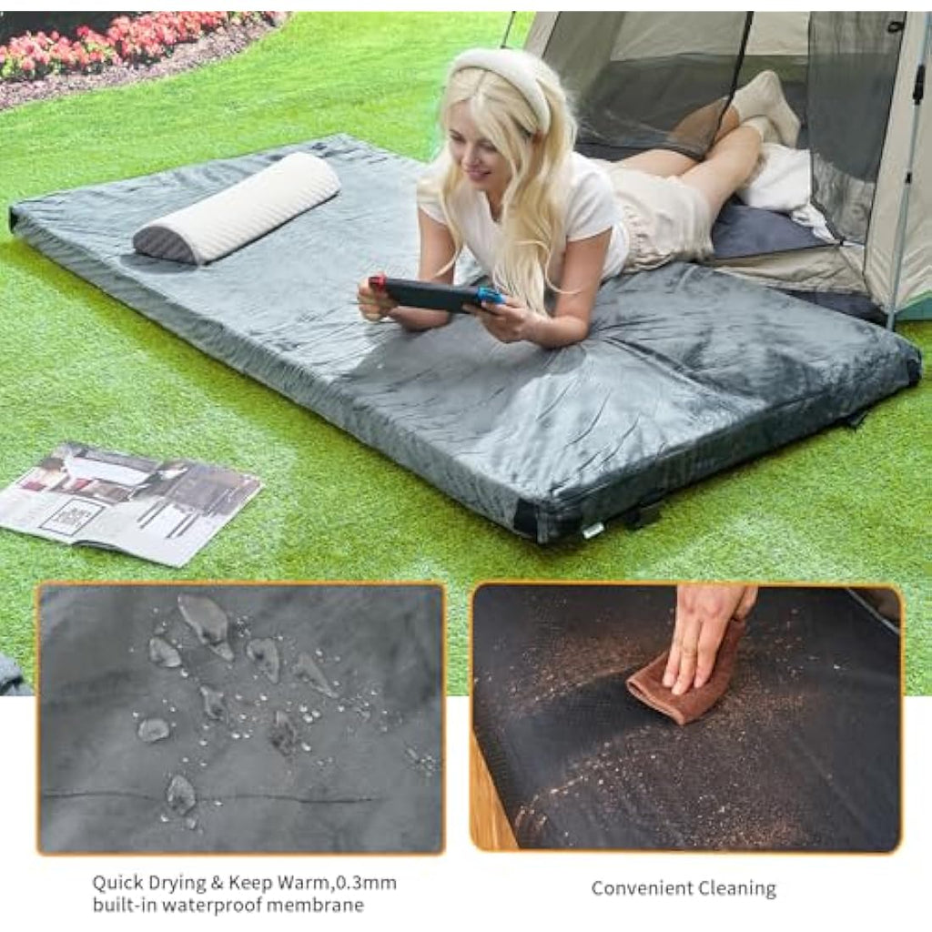 Memory Foam Camping Mattress – Waterproof Roll Up Guest Bed