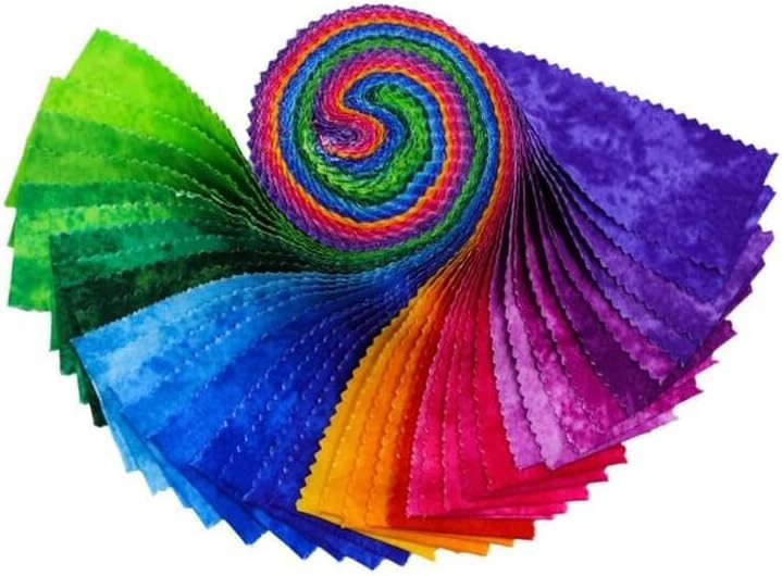 CraftsFabrics Rainbow Smudge Jelly Roll - 20pc Cotton Quilting Strips