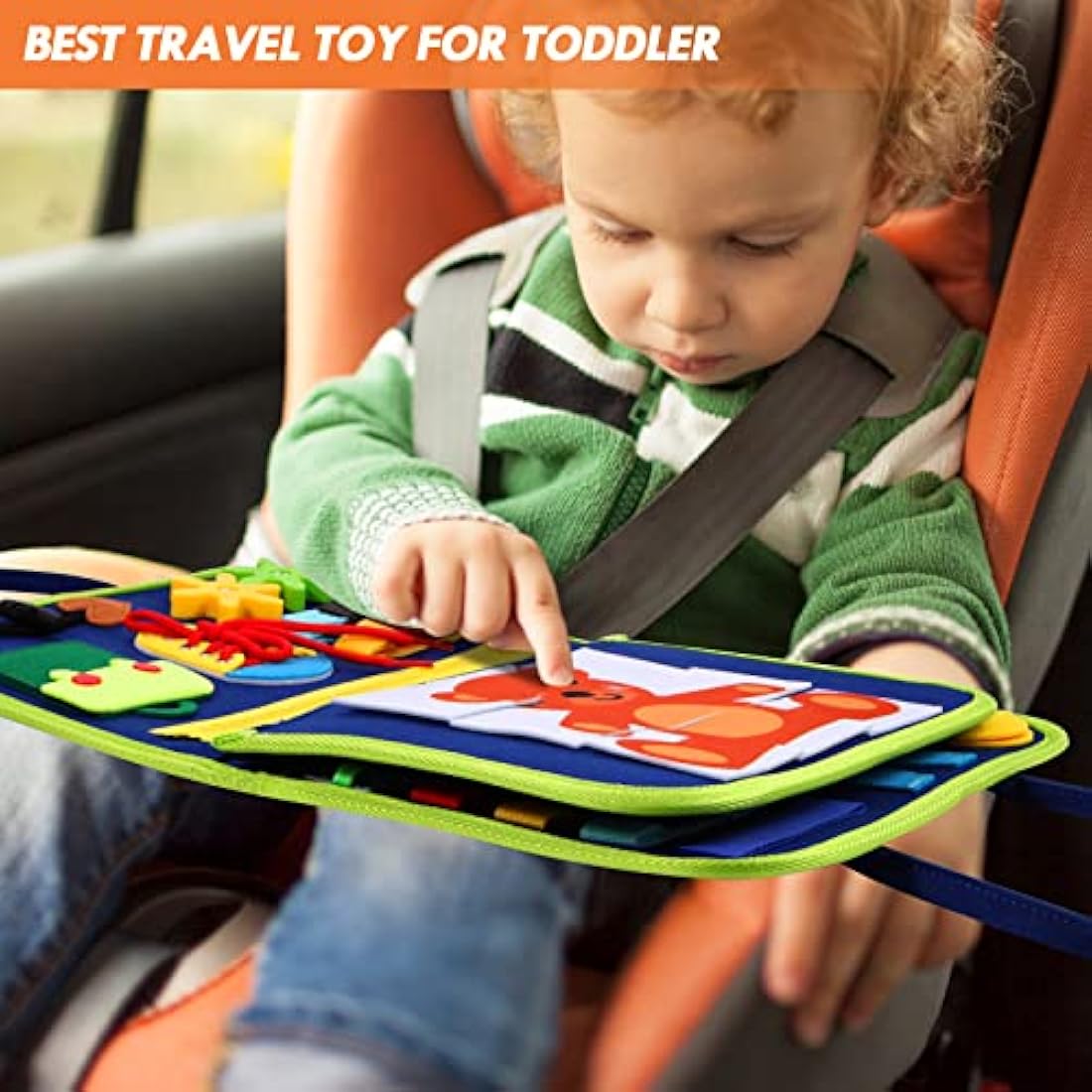 Hooku Montessori Busy Board – Toddler Sensory Travel Toy for Fine Motor Skills