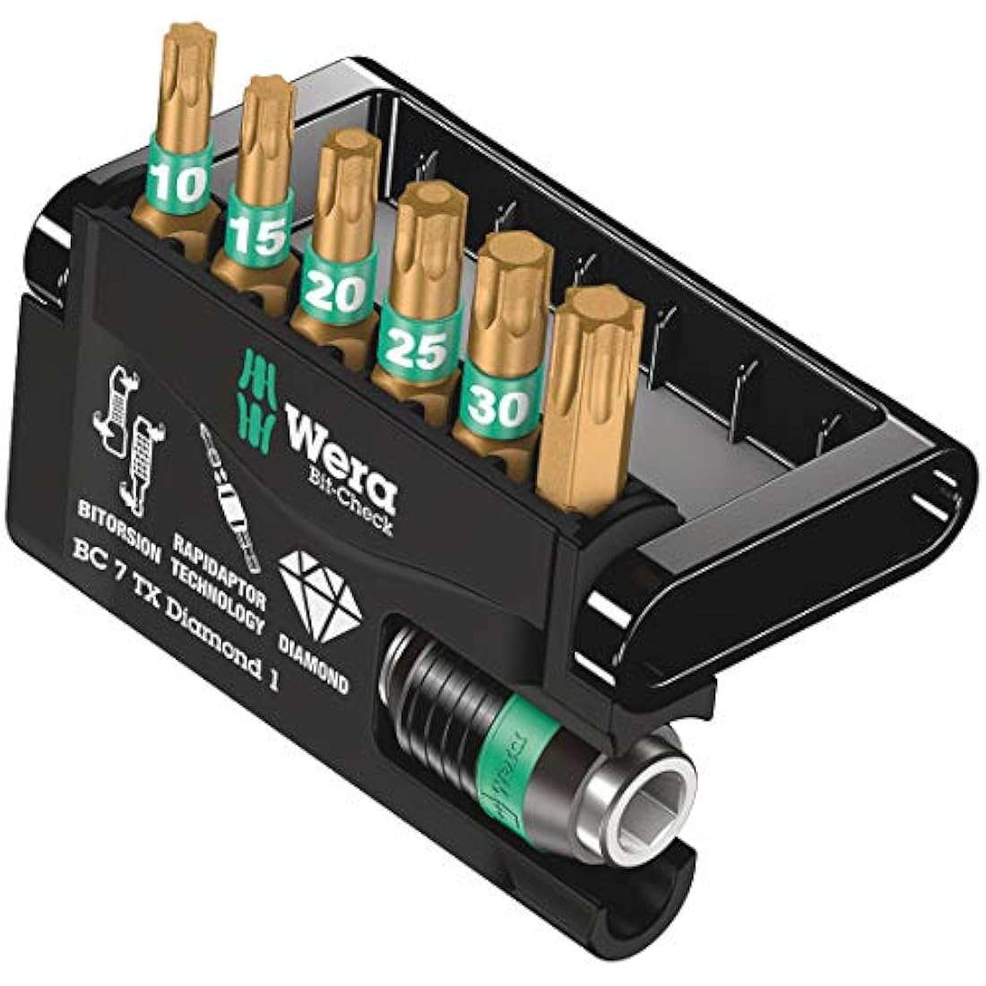 Wera Bit-Check 7 TX Diamond BiTorsion Torx Bit Set | 7-Piece Kit