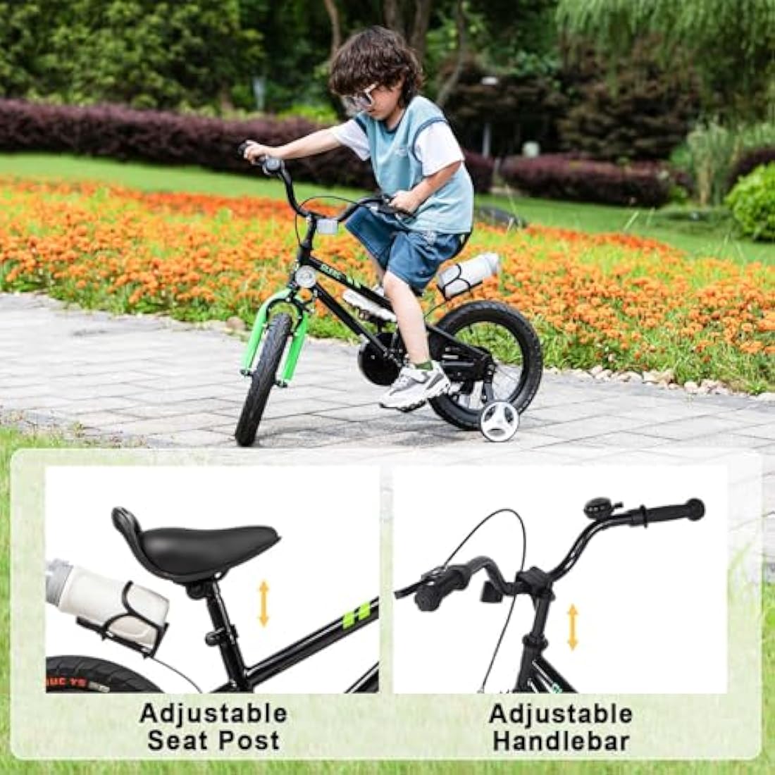 Glerc Fantasy 16 Inch Kids Bike with Stabilisers and Bottle Holder