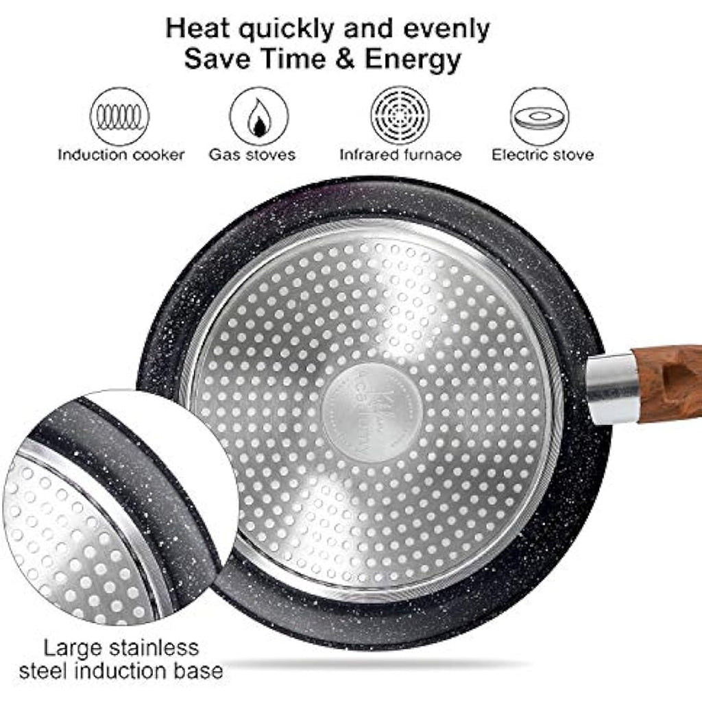 Kitchen Academy 12-Piece Nonstick Granite Cookware Set – Induction Pans