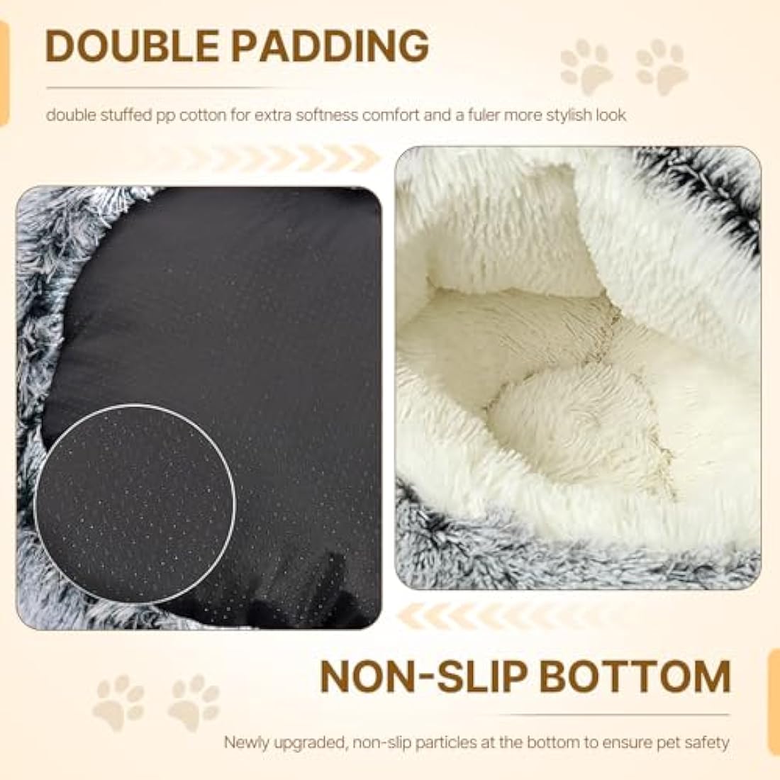 Calming Dog Bed – Fluffy Anti-Anxiety Plush Cave, Grey